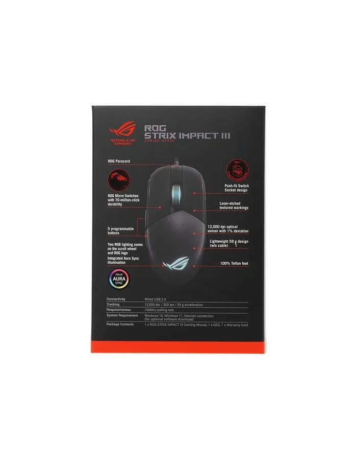 Мышь Asus P518 ROG STRIX IMPACT III (90MP0300-BMUA00) - фото 13