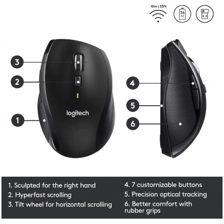 Мышь беспроводная Logitech M705 черная (910-001964) - фото 11