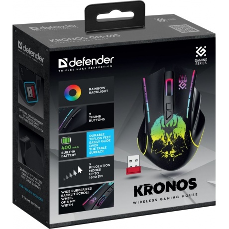 Мышь Defender KRONOS GM-695 RGB/BLACK (52695) - фото 4