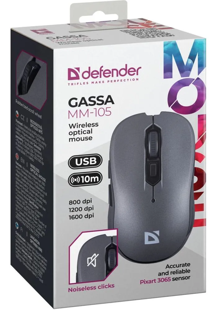Мышь Defender GASSA MM-105 GRAY (52104) - фото 6