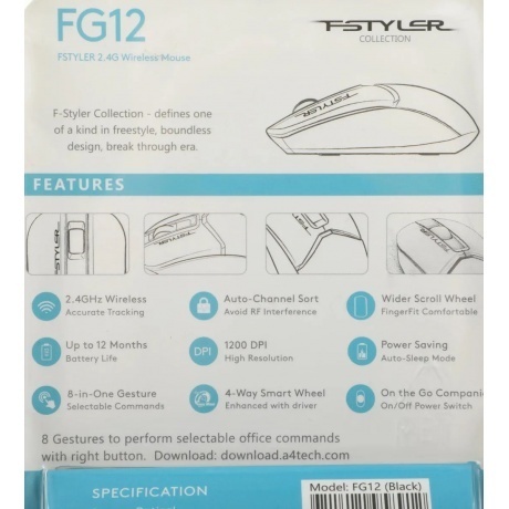 Мышь A4Tech Fstyler FG12 Black - фото 8