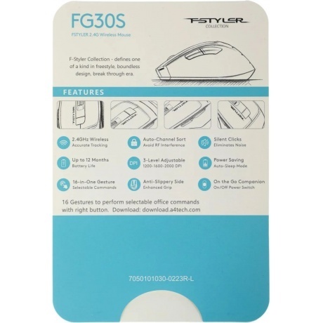 Мышь A4Tech Fstyler FG30S Grey-Orange - фото 18