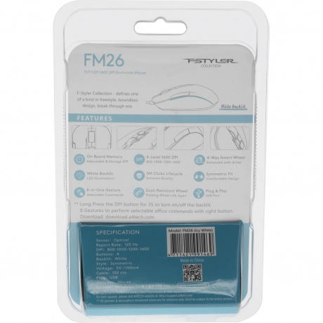 Мышь A4Tech Fstyler FM26 Silver-White - фото 17