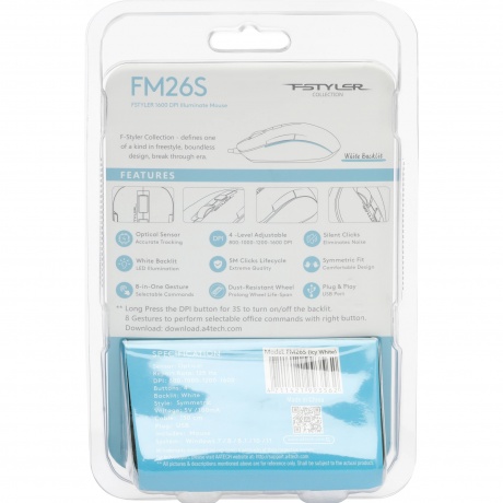 Мышь A4Tech Fstyler FM26S Icy White - фото 27