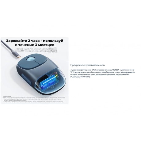 Мышь Ugreen MU102-90538 Blue - фото 13