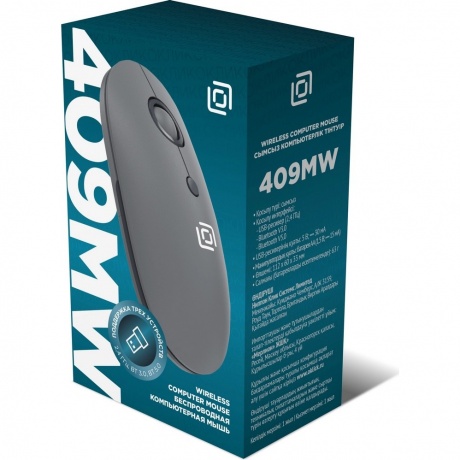 Мышь Оклик 409MW графитовый (2007545) - фото 6