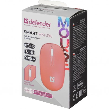 Мышь беспроводная Defender Smart MM-396 red (52398) - фото 9