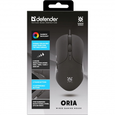 Мышь проводная Defender Oria GM-178 black (52178) - фото 6