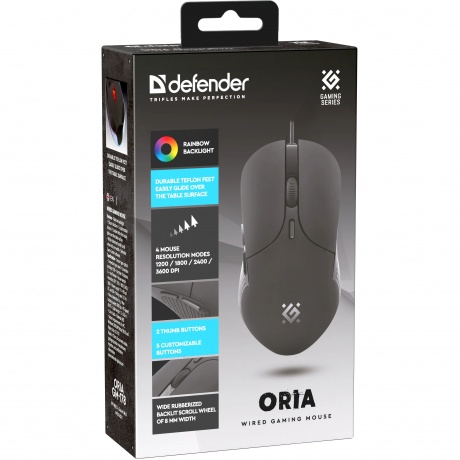 Мышь проводная Defender Oria GM-178 black (52178) - фото 7