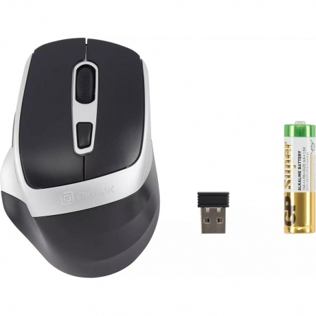 Мышь Оклик 516MW черный/серебристый (1978689) - фото 7