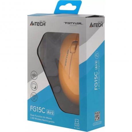 Мышь A4Tech Fstyler FG15C Air2 желтый - фото 10