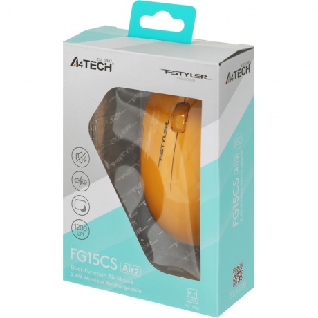 Мышь A4Tech Fstyler FG15CS Air2 желтый - фото 8