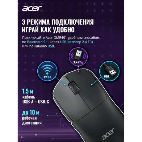 Мышь Acer OMR401 черный (ZL.MCECC.05C) - фото 6