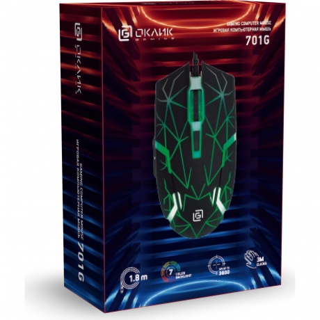 Мышь Оклик 701G черный (1884623) - фото 17