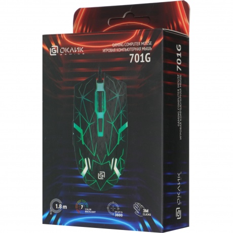 Мышь Оклик 701G черный (1884623) - фото 18