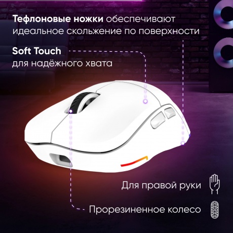 Мышь Оклик 900GMW белый - фото 28