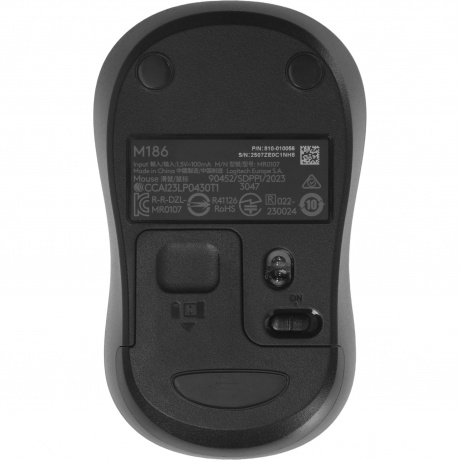 Мышь Logitech M186 черный/серый (910-004131) - фото 3