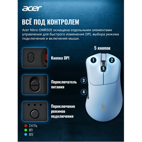 Мышь Acer Nitro OMR505 голубой (ZL.MCE11.01F) - фото 12