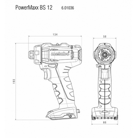 Дрель-шуруповерт аккумуляторная Metabo PowerMaxx BS 12 (601036500) - фото 3