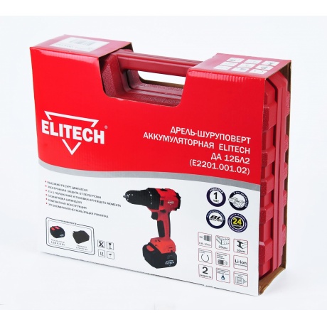 Дрель аккумуляторная Elitech ДА 12БЛ2 (191606) - фото 13