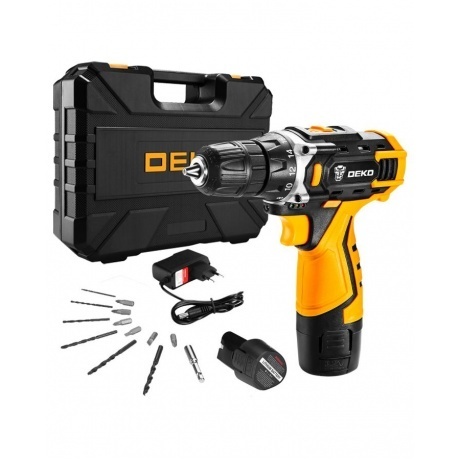 Дрель-шуруповерт аккумуляторная Deko DKCD12FU-Li Set 3 + набор 1...