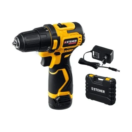 Бесщеточная дрель-шуруповерт, кейс (CDB-120-1) STEHER 12 В, 35 Н...