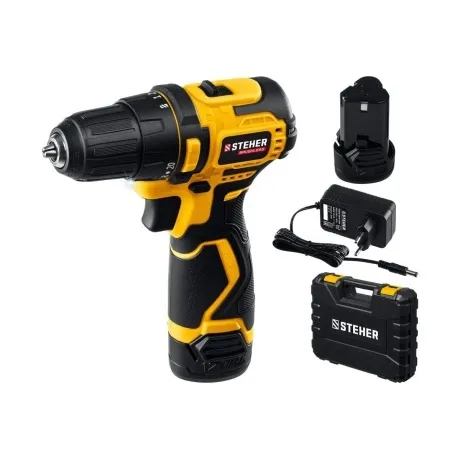 Бесщеточная дрель-шуруповерт, кейс (CDB-120-2) STEHER 12 В, 35 Н...