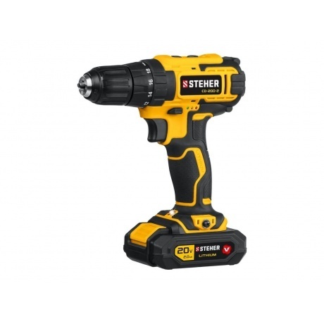 

Дрель-шуруповерт, кейс (CD-200-2) STEHER V1, 20 В, 40 Н·м, 2 АКБ (2 А·ч)