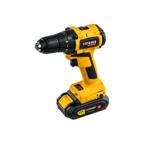 Бесщеточная дрель-шуруповерт, кейс (CDB-200-1) STEHER V1, 20 В, ...