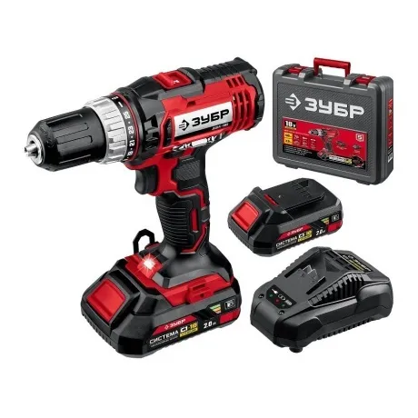 Дрель-шуруповерт ЗУБР С1-18, 18 В, 40 Н·м, 2 АКБ (2 А·ч),кейс (Д...