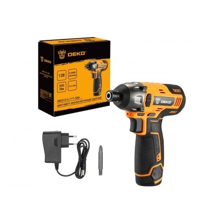 

Винтоверт аккумуляторный ударный DEKO DKIS12-Li, с быстрозажимным патроном, 12В, 2*1.5Ач, в кейсе