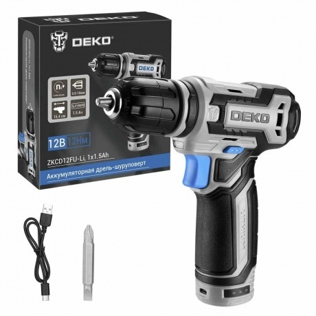 

Аккумуляторная дрель-шуруповерт DEKO ZKCD12FU-Li, 12В, 1х1.5Ач