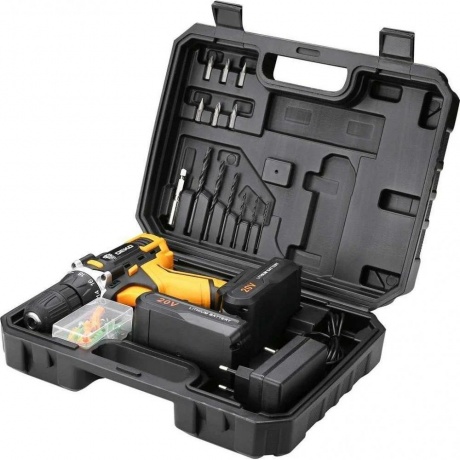 Аккумуляторная дрель-шуруповерт DEKO DKCD20V в кейсе + набор 63 инструмента для дома, 20В, 2х3.0Ач - фото 11