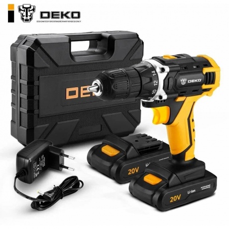 Аккумуляторная дрель-шуруповерт DEKO DKCD20V в кейсе + набор 63 инструмента для дома, 20В, 2х3.0Ач - фото 10