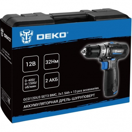 Аккумуляторная дрель-шуруповерт DEKO DKCD12V PRO в кейсе + оснастка 13 шт, 12В, 2х2.0Ач - фото 7