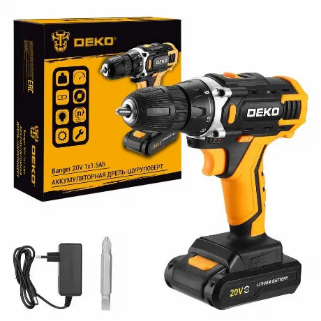 Аккумуляторная дрель-шуруповерт DEKO Banger 20V ONE +, 20В, 1x1....