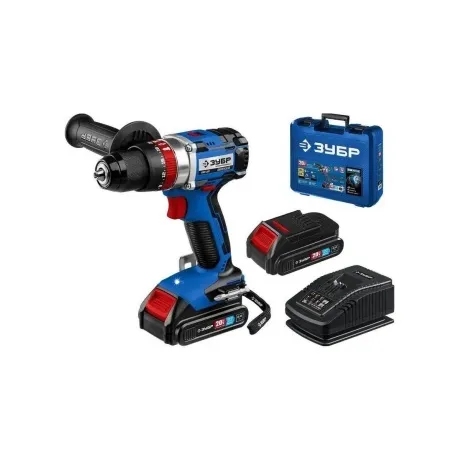 Дрель-шуруповерт ЗУБР Т7, 20 В, 70 Н·м, 2 АКБ (2 А·ч), бесщеточн...