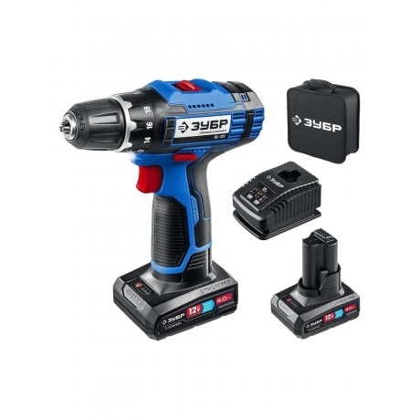 

Дрель-шуруповерт ЗУБР 12 В, 40 Н·м, 2 АКБ тип Т7 (4 А·ч), сумка, Профессионал (DL-121-42)