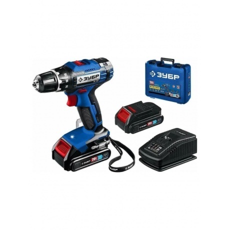 

Дрель-шуруповерт ЗУБР Т7, 20 В, 50 Н·м, 2 АКБ (2 А·ч), кейс, Профессионал (DL-201-22)