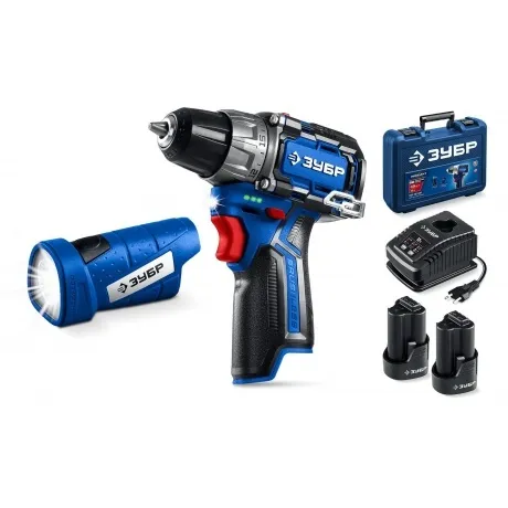 Набор: дрель-шуруповерт + LED фонарь ЗУБР КОМПАКТ #4, BRUSHLESS,...