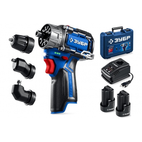 Дрель-шуруповерт ЗУБР КОМБИ #3, 12 В, 45 Н·м, 2 АКБ тип Т7 (2 А·...