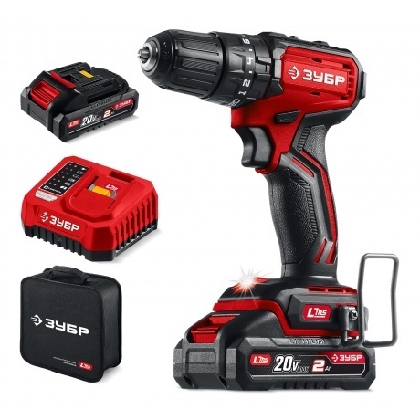 

Дрель-шуруповерт ЗУБР 20 В, 45 Н·м, 2 АКБ LMS (2 А·ч), бесщеточная ударная, сумка (ДБУ-45-22)