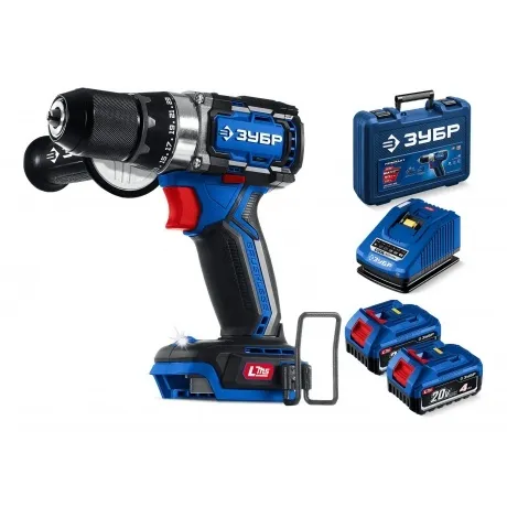 Дрель-шуруповерт ЗУБР 20 В, 70 Н·м, 2 АКБ LMS (4 А·ч), бесщеточн...