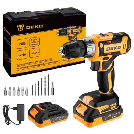 Аккумуляторная дрель-шуруповерт DEKO Banger 20V ONE+ 13 предмето...