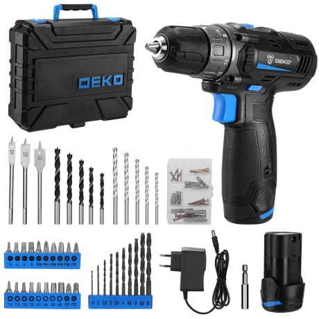 Аккумуляторная дрель-шуруповерт DEKO DKCD12 в кейсе + набор инст...