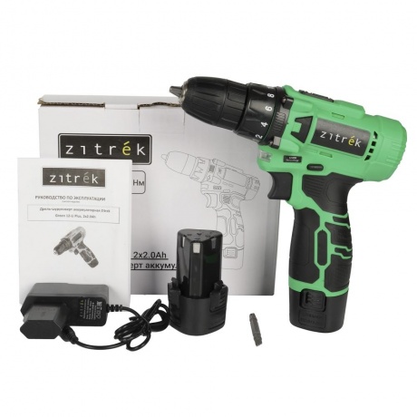 Дрель-шуруповерт аккумуляторная Zitrek Green 12-Li Plus, 12В, 2x...
