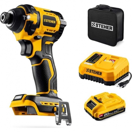 

Винтоверт бесщеточный ударный STEHER 20 В, 180 Н·м, 1 АКБ LMS (2 А·ч), сумка (CSB-180-21)