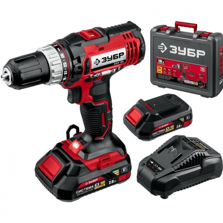 Дрель-шуруповерт ЗУБР С1-18 18 В 40 Нм 2 АКБ 2 Ачкейс ДШЛ-185-22 хорошее состояние 5504₽