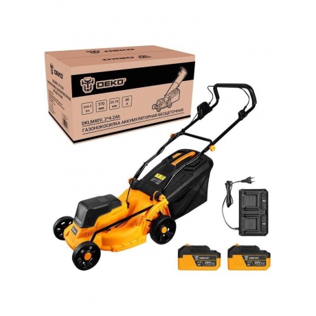 Газонокосилка аккумуляторная бесщеточная DEKO DKLM40V 2х20В 2x42Aч двойное зу 370мм 15300₽