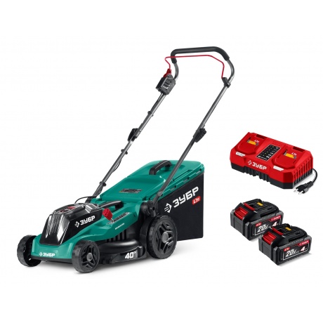 Газонокосилка аккумуляторная бесщеточная ЗУБР 40 В (2x20В), 400 ...